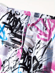 Graffiti Series Drawstring Sweatpants Loose Fit Pants Men's Casual Joggers