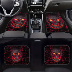 2pcs Skull Pattern Car Floor Mats Absorbent Front/Rear Seats