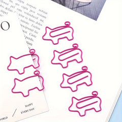 10pcs Piggy Paper Clips Creative Clips Rose Red Cartoon Office Data Clips