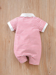 Baby Boys Whale Graphic Striped Romper Jumpsuit Clothes