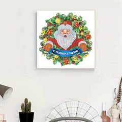 Christmas Wreath Santa Claus Special Shape Diamond Painting Kit