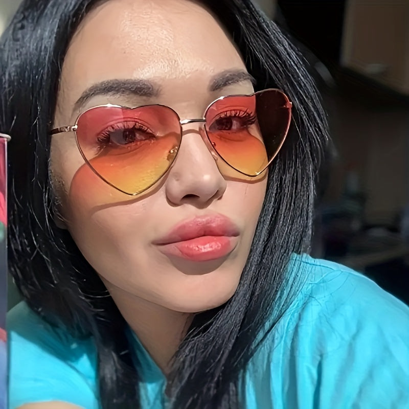 Heart Frame Sunglasses Ombre Lens Glasses UV400
