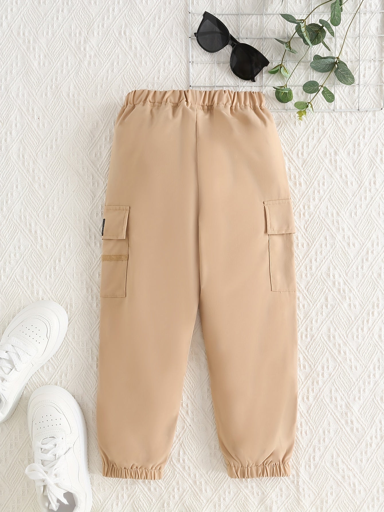 Boys Casual Cargo Pants Elastic Waist Jogger Pants