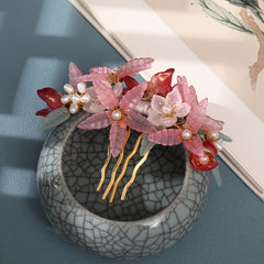 Antique Flower Pearl Hair Comb Cheongsam Hairpin Accessories