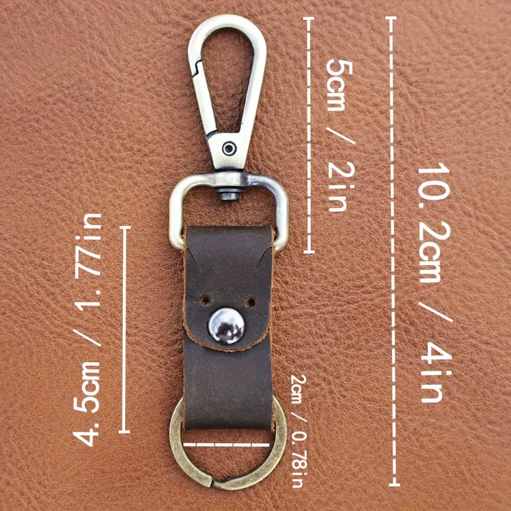 Vintage Cowhide Keychain Keyring Portable Retro Key Chain