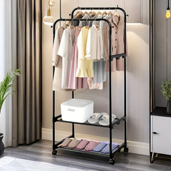 Double Row Metal Clothes Drying Rack with Pulleys and Hooks