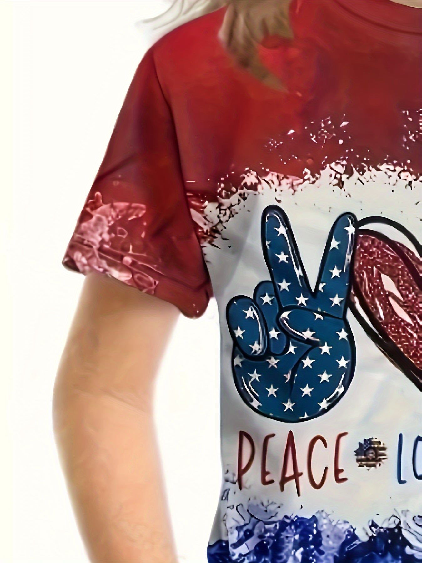 3D PEACE LOVE AMERICA Short Sleeve T shirt Kids Pullover Tops Summer