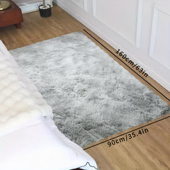 Long Plush Carpet Tie dye Light Gray for Bedroom Bedside Use