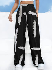 Graphic Print Wide Leg Pants High Waist for Spring & Summer