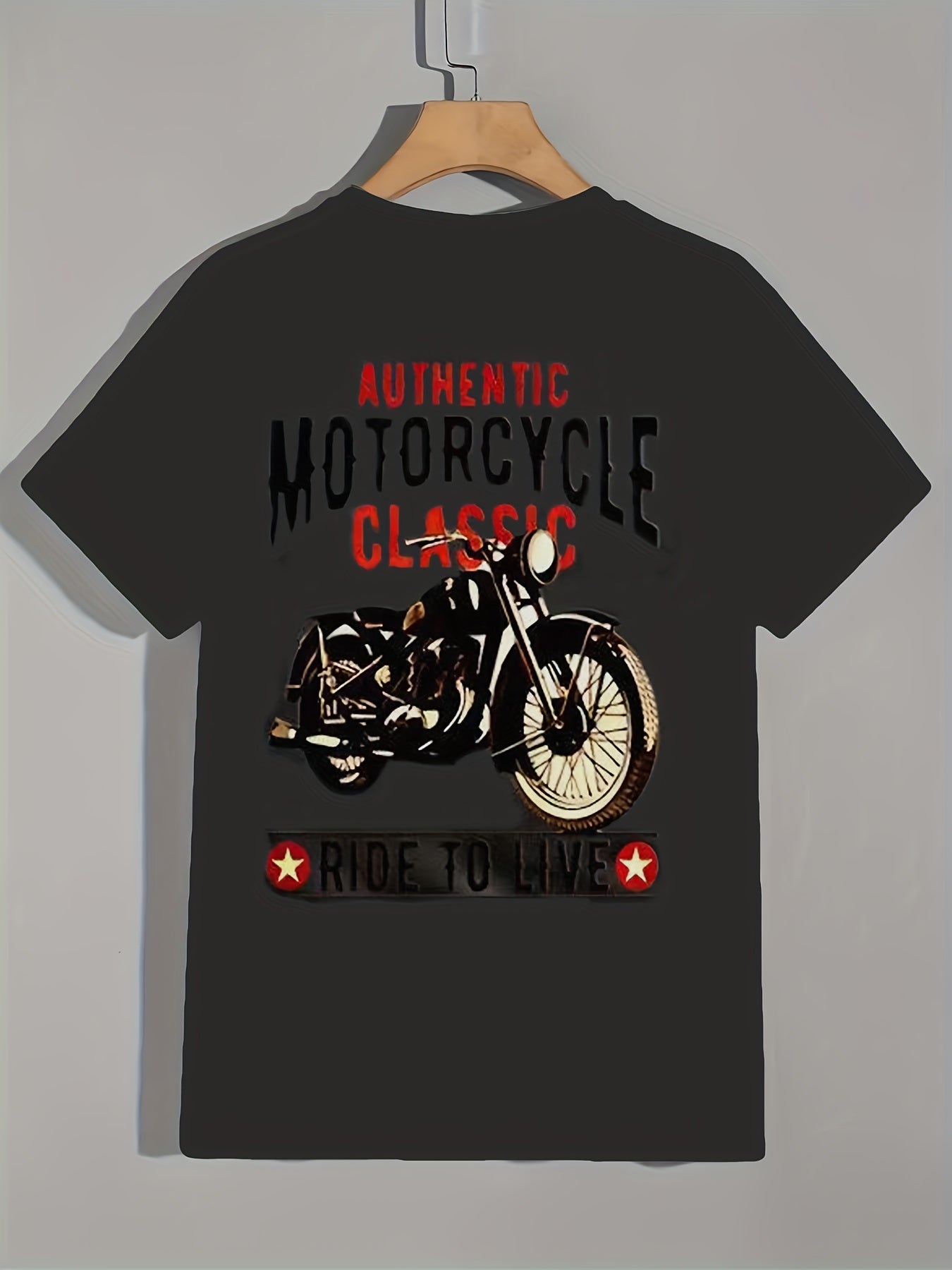 Men's Motorcycle Print T shirt Casual Street Style Tee Shirt