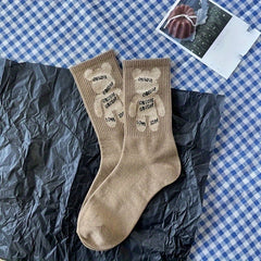 Letter & Heart Print Socks Women's Stockings