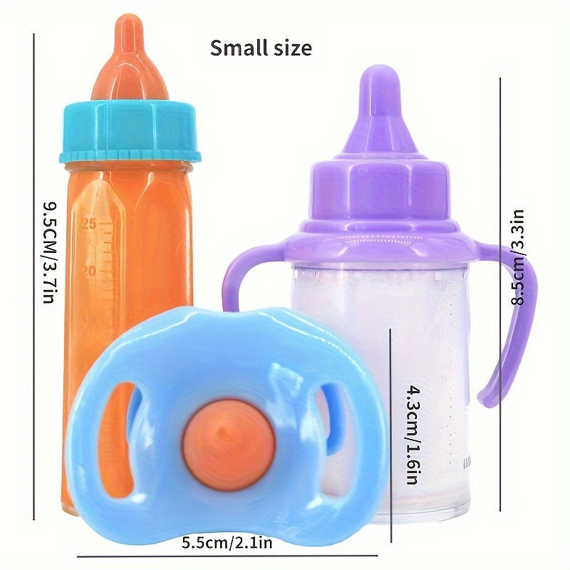 Doll Feeding Set Milk Juice Bottles 2 Pacifiers for Toy Stroller Gift
