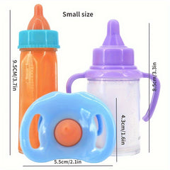 Doll Feeding Set Milk Juice Bottles 2 Pacifiers for Toy Stroller Gift