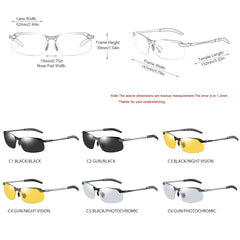 Photochromic Driving Fishing Sunglasses Men Night Vision Decorative Glasses