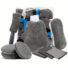 Car Wash Sponge Kit Microfiber Towel Detailing Gloves Waxing Brushes