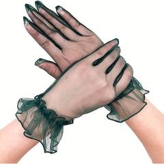 D EXCEED Polyester Gloves for Women Hand Wash 1 Pair Vintage Style Lace Gloves