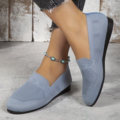 Women's Mesh Panel Pattern Shoes Slip On Round Toe Flat Shoes