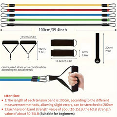 11pcs Resistance Bands Set for Yoga Pilates Gym Exercise