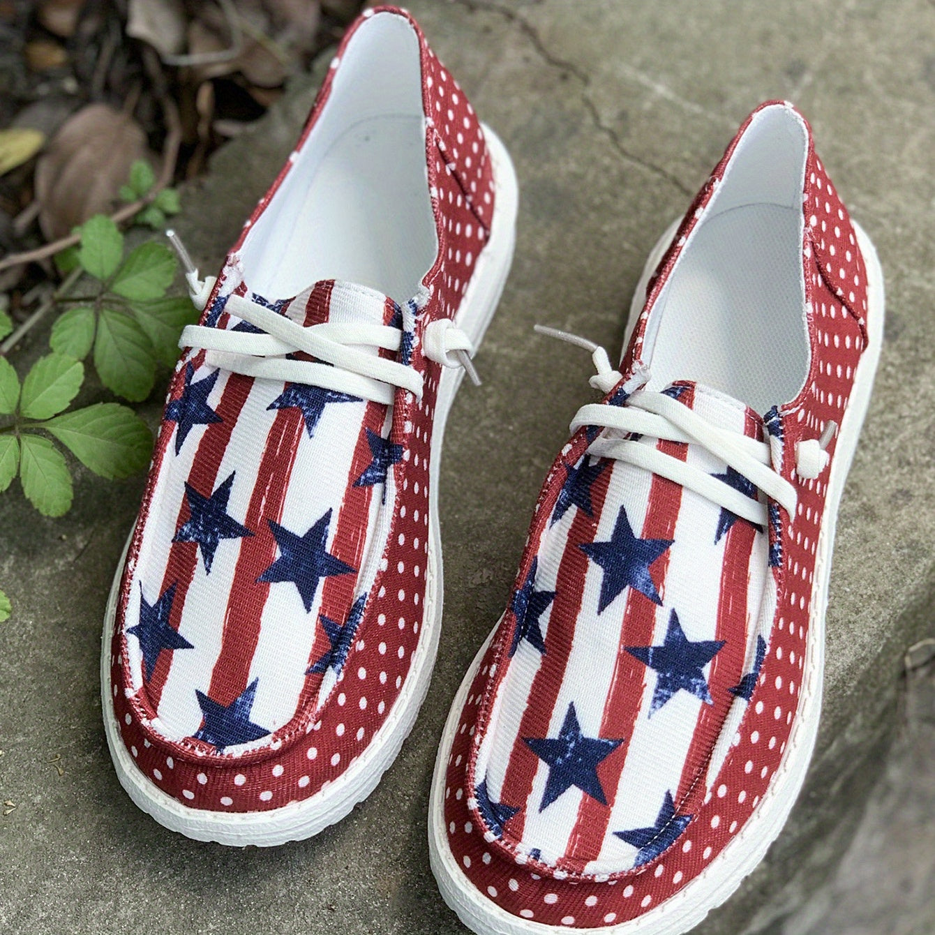 Women's Slip On Sneakers with Star & Dot Graphic Patchwork