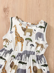 Baby Girls Animal Print Sleeveless Dress for Summer