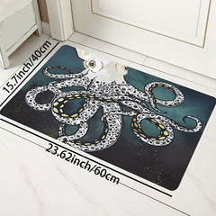 Octopus Pattern Kitchen Rug Bathroom Rug Non-Slip Waterproof Floor Mat