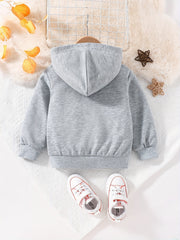 Baby Boys Girls Zip Up Hooded Coat Long Sleeve Jacket With Pockets