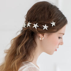 6pcs Bride Starfish Flower U-shaped Hairpin Wedding Headgear