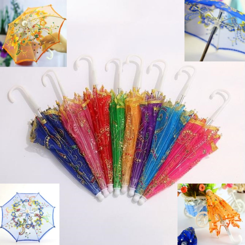 2pcs Colorful Lace Umbrella Set for Dollhouse Photography Props