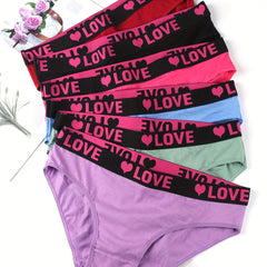 6 Pack Plus Size Romantic Panties Set Women's Plus High Waist