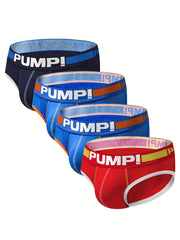 CMENIN 4Pcs Men's Mesh Sports Briefs Elastic Waist Breathable Letter Pattern