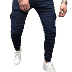 Men's Slim Fit Cargo Navy Jeans
