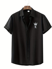 K & Crown Print Short Sleeve Shirt for Vacation