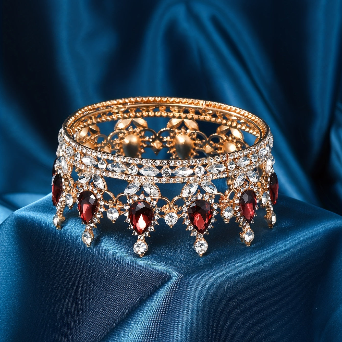 Crystal Ruby Tiara Wedding Bridal Crown Head Jewelry