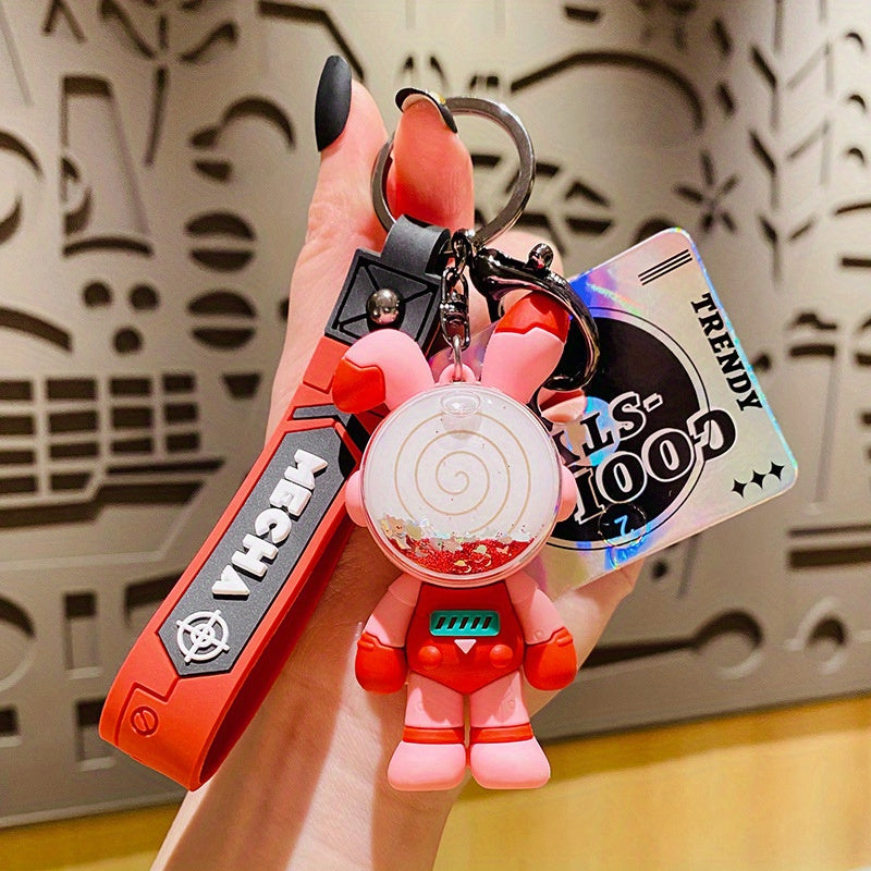 Cartoon Rotating Punk Rabbit Car Key Chain School Bag Pendant