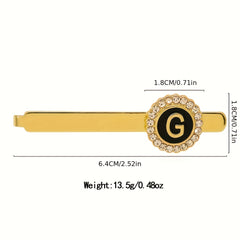 Men's Tie Clip Rhinestone Initial Letter Tie Clips Wedding Business