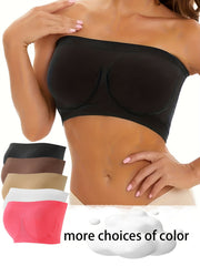 5pcs Strapless Bandeau Bras Soft Stretch Everyday Bra Women's Lingerie