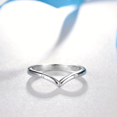 925 Sterling Silver V Ring with Cubic Zirconia | V Symbol Victory | Girls Gift