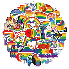 50Pcs Rainbow Waterproof Stickers For Water Bottle Laptop Scrapbook Lugg