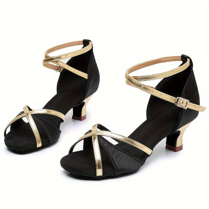 Women's Non Slip Satin Latin Dance Shoes Medium Heel