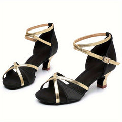 Women's Non Slip Satin Latin Dance Shoes Medium Heel