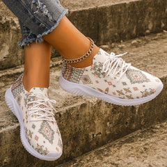 Baroque Print Mesh Lightweight Running Shoes Non Slip Outdoor Sneakers