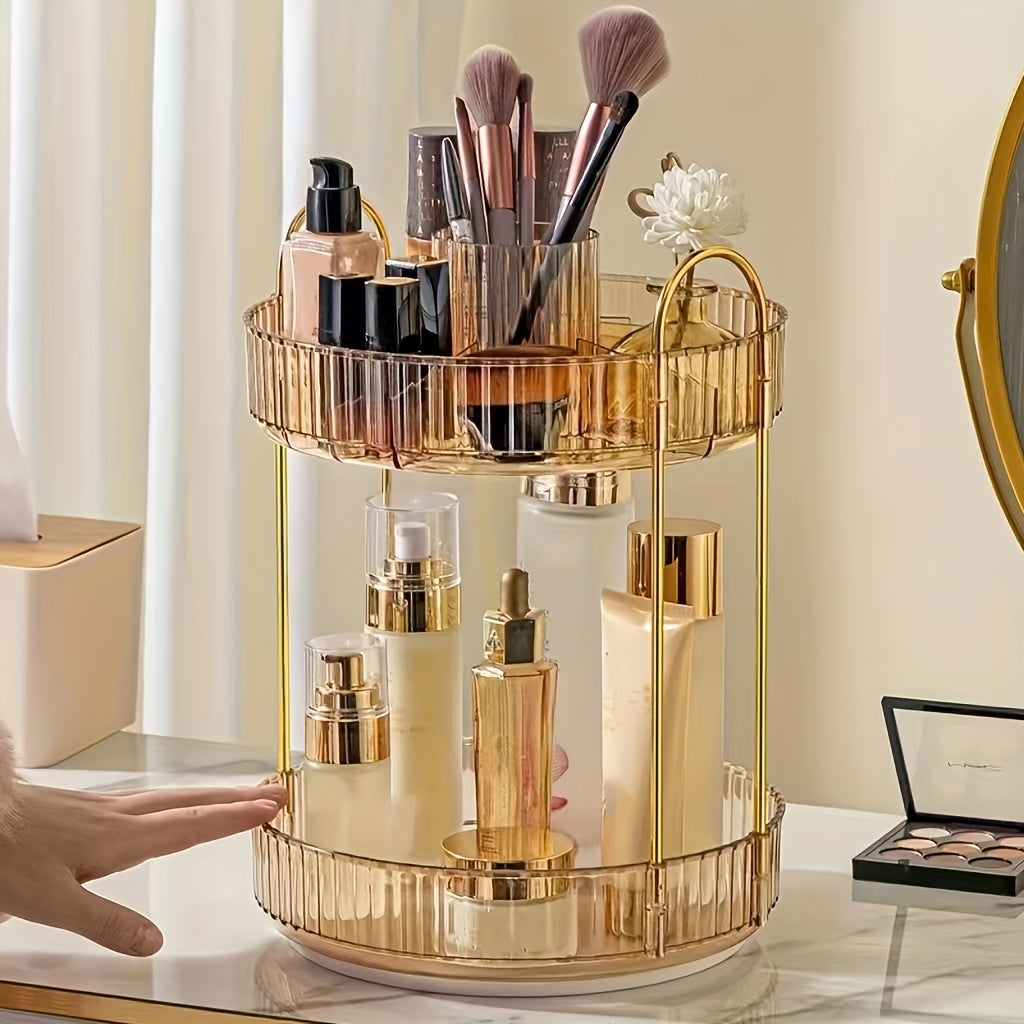 360 Rotating Makeup Organizer for Vanity Cosmetic Display Cases