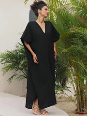 Vacay Kaftan Cover Up Women's Plus Solid Batwing Sleeve