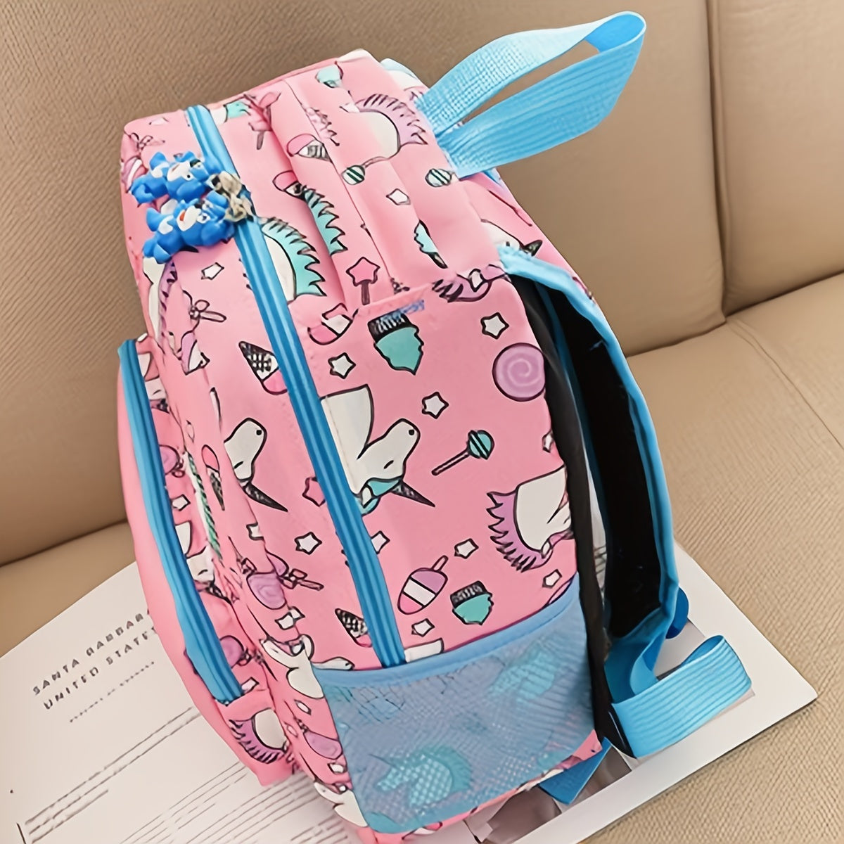 Unicorn Dinosaur Print Backpack for Kids