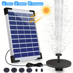 1 8W Solar Fountain Water Pump 6 Nozzles Panel Bird Bath Outdoor Fountain