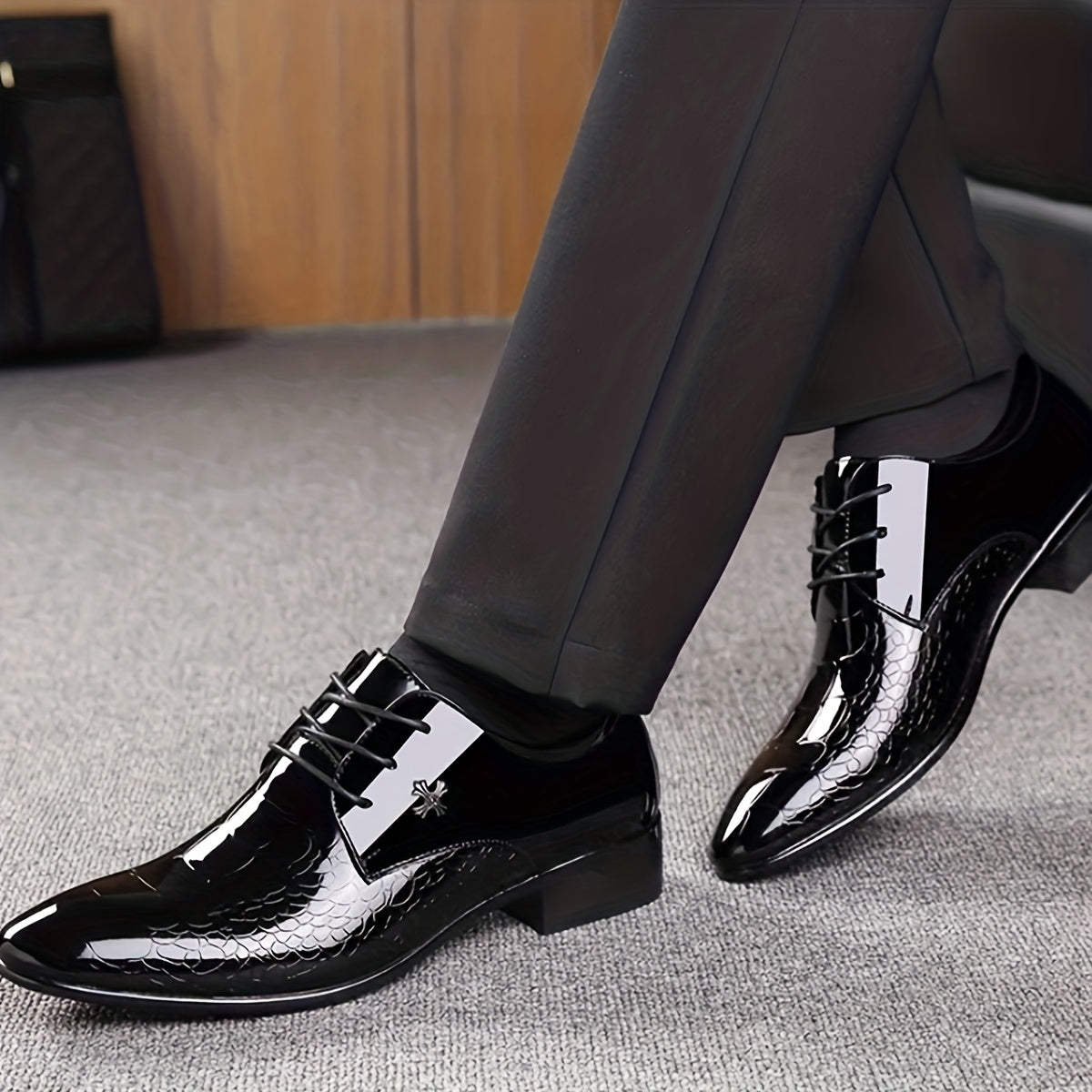 Men's Pointed Toe Derby Shoes Wear resistant Non Slip Dress Shoes