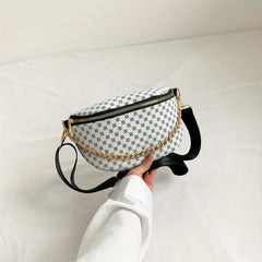 Geometric Print Crossbody Waist Bag Waterproof Synthetic Leather Handbag
