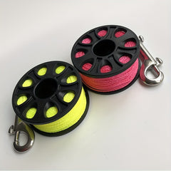 30m Scuba Diving Reel Stainless Steel Snap Hook Fluorescent Nylon Rope