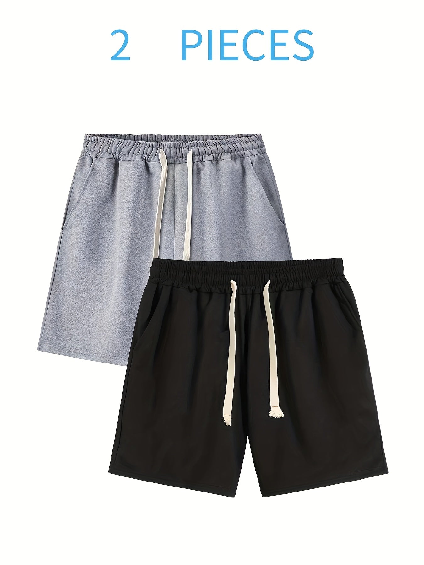 Men's Casual Drawstring Gym Shorts for Running - 2pcs Set