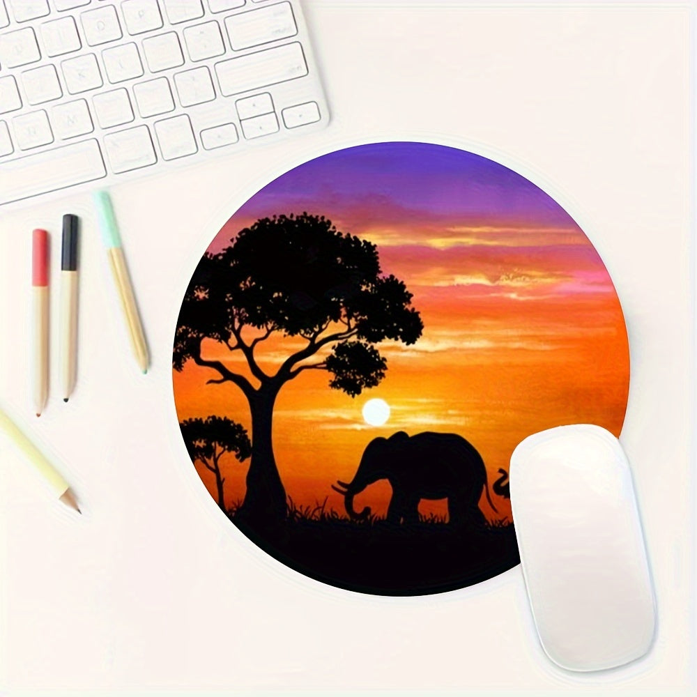 Sunset Scenery Round Mouse Pad Non-slip Rubber for Office Laptop